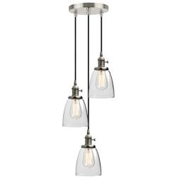 Phansthy Modern Chandeliers 3 Light Ceiling Pendant Light with 5.7 Inches Oval Clear Glass Light Shade