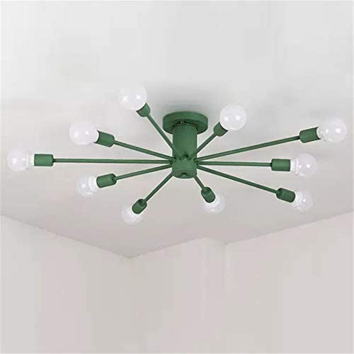 RUNNUP Contemporary Colorful Nordic Semi-Flush Mount Sputnik Ceiling Light 10 Lights Chandelier Light Metal Suspension Light for Kitchen Living Room Dining Room,Green RUNNUP Contemporary Colorful Nordic Semi-Flush Mount Sputnik Ceiling Light 10 Lights Chandelier Light Metal Suspension Light for Kitchen Living Room Dining Room,Green