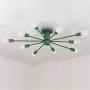 RUNNUP Contemporary Colorful Nordic Semi-Flush Mount Sputnik Ceiling Light 10 Lights Chandelier Light Metal Suspension Light for Kitchen Living Room Dining Room,Green RUNNUP Contemporary Colorful Nordic Semi-Flush Mount Sputnik Ceiling Light 10 Lights Chandelier Light Metal Suspension Light for Kitchen Living Room Dining Room,Green