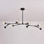 LUOLAX Modern Pendant Light Glass Chandelier with 8 Lights Fixture Hanging Semi Flush Mount (8 Heads Black-Clear)