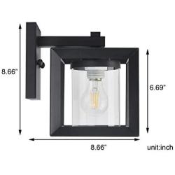 TENGXIN Outdoor Wall Sconce,Wall Lantern,Proch Light,Black Finished with Clear Glass Shade UL Listed,1 Pack,Suitable for Garden & Patio Lights