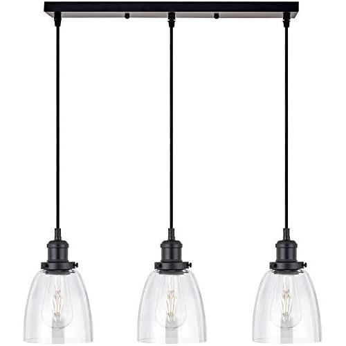 Passica Decor Mid-Century Modern 3 Light Kitchen Island Pendant Lighting Rustic Ceiling Chandelier Triple Heads Light fixtures for Foyer Dining Room Living Room Counterbar Craftsman Kitchen