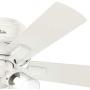HUNTER 52152 Crestfield Indoor Low Profile Ceiling Fan with LED Light and Pull Chain Control, 42'', Fresh White