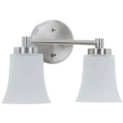 XiNBEi Lighting Bathroom Vanity Light, Modern Wall Light with Glass, Brushed Nickel 2 Light Bath Bar Light XB-W1235-2-BN