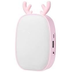 Small Bedside Table Lamps Cute Cartoon Antler, USB Rechargeable LED Night Light Eye Protection Reading Lamp Modern Lamps for Living Room Bedroom - Pink