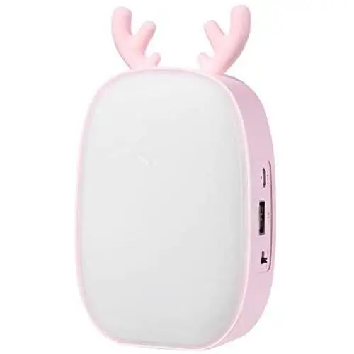 Small Bedside Table Lamps Cute Cartoon Antler, USB Rechargeable LED Night Light Eye Protection Reading Lamp Modern Lamps for Living Room Bedroom - Pink