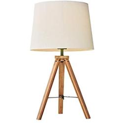 MOTINI 21'' Tripod Table Lamp Modern Besides Desk Lamp Bamboo with White Fabric Shade for Bedroom Study Livingroom End Table Light UL Listed