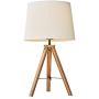 MOTINI 21'' Tripod Table Lamp Modern Besides Desk Lamp Bamboo with White Fabric Shade for Bedroom Study Livingroom End Table Light UL Listed