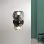 LITFAD Mid Century Modern Smoke Grey Bowl Wall Light 2 Lights Glass Wall Sconce Lighting Creative LED Wall Lamp for Living Room Bedroom Corridor Stairway