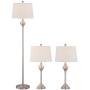 Mason Traditional Table Floor Lamps Set of 3 Brushed Steel White Tapered Drum Shade for Living Room Family Bedroom - Barnes and Ivy