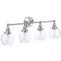 XiNBEi Lighting Vanity Light, 4 Light Industrial Wall Light with Glass, Wall Mounted Light Brushed Nickel Finish for Bathroom Kitchen Living Room XB-W1256-4-BN