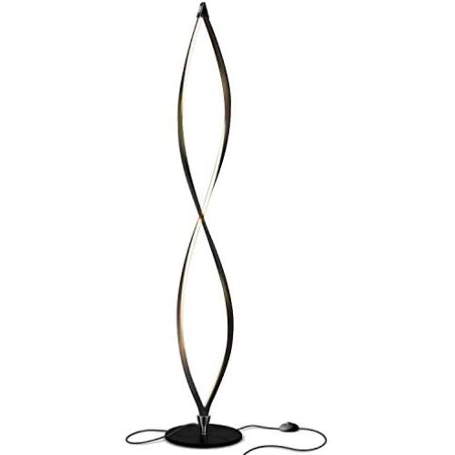 Brightech Twist - Modern LED Spiral Floor Lamp for Living Room Bright Lighting - Built in Dimmer for Bedroom Ambience Or TV Soft Light - Futuristic Indoor Pole Lamp for Offices - Black