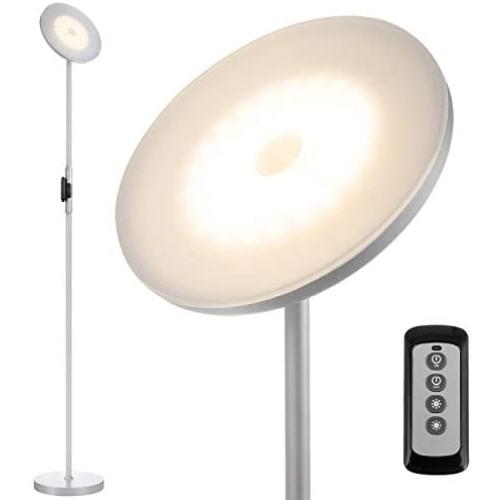 Joofo Floor Lamp,30W/2400Lume Sky LED Modern Torchiere 3 Color Temperatures Super Bright Floor Lamps-Tall Standing Pole Light with Remote Control and Touch Control for Living Room,Bed ,Platinum Silver