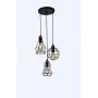 Industrial 3-Light Pendant Lighting, Adjustable Hanging Light Fixtures, Vintage Farmhouse Pendant Light with Metal Caged E26 Base for Kitchen Island Dining Room Living Room Hotel Shop and Bar, Black