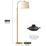 Oneach Modern Floor Lamp for Living Rooms LED Contemporary Arc Standing Lamps for Bedrooms Accent Tall Pole Gold Light for Reading with Hanging Lamp Shade Antique Brass