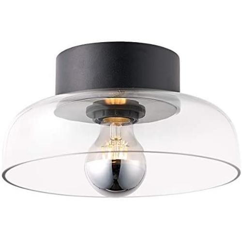 TeHenoo Ceiling Light Fixture with Clear Glass Shade Flush Mount for Dining Room, Bedroom, Cafe, Bar, Corridor, Hallway, Entryway, Passway