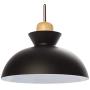 STGLIGHTING Wooden Handle Pendant Lighting Swag with 15ft Plug-in UL On/Off Dimmer Switch Cord Macaron Black Lampshade Light Nordic Minimalist Loft Style Lamps for Living Room Bulbs Not Included