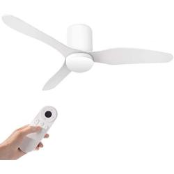 48 Inch Smart Ceiling Fans with LED Light and Remote Control Work with Alexa and Google Assistant for Living Room and Bedroom, Dimmable and Color Temperature Changeable, 6-Speed and ABS Blades, White