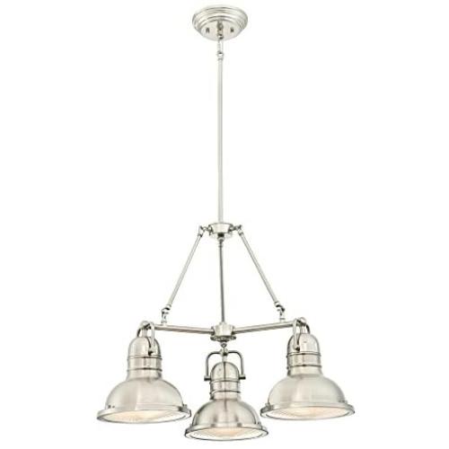 Westinghouse Lighting 6333900 Boswell Three-Light Indoor Chandelier, Brushed Nickel Finish with Prismatic Lens