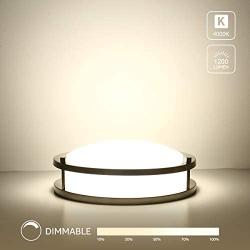 LE LED Flush Mount Ceiling Lights, 10 inch Brushed Nickel Ceiling Light Fixture Dimmable, 1200lm 16W (120W Equivalent) Ceiling Lamp for Kitchen, Bedroom, Laundry, Living Room Hallway, 4000K White