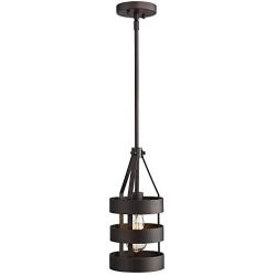 Emliviar 1-Light Mini Pendant Light, Industrial Hanging Light Fixture for Kitchen Dining Room, Oil Rubbed Bronze Finish, 2A1-D1 ORB