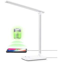 LED Desk Lamp - YIIMER Rechargeable Office Desk Lamp with USB Charging Port, Eye-Caring Table Lamp with 5 Color Modes and 5 Brightness Levels, Touch/Timer/Memory Function Reading Light for Working