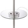 Caper Modern Floor Lamp with USB and AC Power Outlet on Table Glass Satin Steel White Fabric Drum Shade for Living Room - 360 Lighting