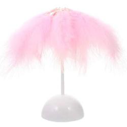 PRETYZOOM Feather Table Lamp Elegant Desk Night Light Bedside Lampshade Reading Light for Girls Book Bedroom Living Room Decoration Pink