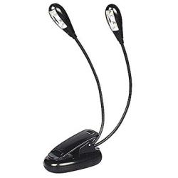 Double-Head Clip Light/Reading Light/Night Light Clip for Table, headboard and Computer, with switches on Both Ends, Two Brightness Options (Without Battery).