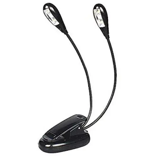 Double-Head Clip Light/Reading Light/Night Light Clip for Table, headboard and Computer, with switches on Both Ends, Two Brightness Options (Without Battery).