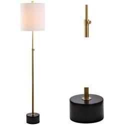 JONATHAN Y JYL6004A Crosby 66'' Adjustable Height Metal LED Floor Lamp Modern,Minimalist,Contemporary for Bedrooms, Living Room, Office, Reading, Brass/BlackMarble