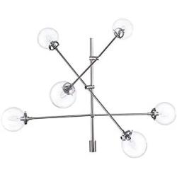 INK+IVY II150-0089, Cyrus Six-Light Modern Chandeliers - Height Adjustable, Plated Finish, Glass Sphere Shades Pendant Sputnik Ligthing Lamp, Dining Room Lighting Fixtures, LED Compatible, Silver