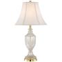Traditional Table Lamp Cut Glass Urn Brass White Cream Bell Shade for Living Room Family Bedroom Bedside Nightstand - Regency Hill