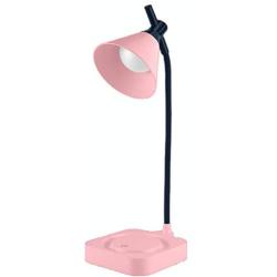 AFORTLO Battery Powered Operated Desk Lamp Light, Rechargeable Table Lamp, Macaroon 3 Color Dimmer,Stepless Brightness Dimmable,Touch Control Cordless Lamp for Bed Reading,Studying,Office (Pink)