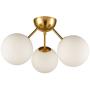 Classic Mid Century Modern Globe Semi Flush Mount Ceiling Light Sputnik Chandeliers,White Frosted Glass Gold Finished for Living Room Dining Room Bedroom 3- Light