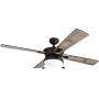 Prominence Home 50345-01 Auletta Outdoor Ceiling Fan, 52” ETL Damp Rated 4 Blades, LED Frosted Contemporary Light Fixture, Matte Black