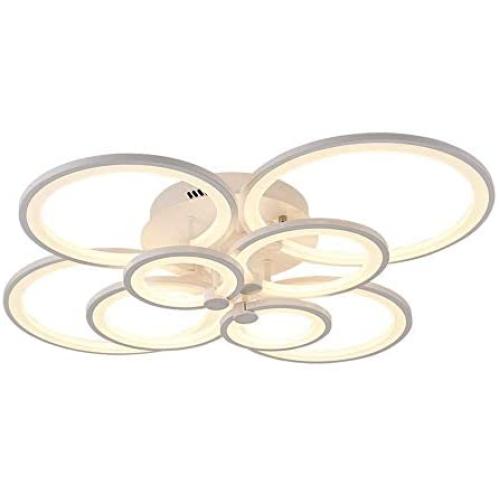 Ring Ceiling Light Fixture Acrylic Shade LED Flush Mount Dimmable with Remote Control Round Chic Chandelier Lighting for Island Hallway Entryway Passway Dining Room Bedroom Balcony Living Room 8-Light