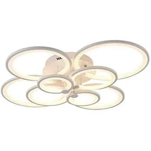 Ring Ceiling Light Fixture Acrylic Shade LED Flush Mount Dimmable with Remote Control Round Chic Chandelier Lighting for Island Hallway Entryway Passway Dining Room Bedroom Balcony Living Room 8-Light