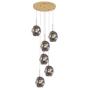 Staircase Long Chandelier,Modern Bubble Glass Chandeliers,Adjustable Height Pendant Light Molecules Hanging Light Fixture for Dining Room Bedroom Gray 6 Lights