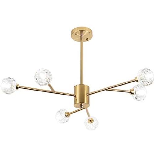 Modern Sputnik Chandeliers 6-Lights Pendant Lighting Ceiling Light Fixture for Living Room, Dining Room, Hotel