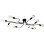 KOSTOMO Black Ceiling Light 8 Lights Industrial Semi Flush Mount Light Vintage Metal Art Ceiling Lamp for Living Room Dining Room Kitchen Hallway Cafe Bar Lighting