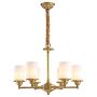 NOXARTE Brass Chandelier Modern Gold Pendant Light White Glass Shade Lighting Fixture for Living Room Dining Room 6-Lights