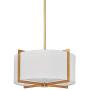 MOTINI 3 Light Drum Pendant Chandelier, Classic Ceiling Pendant Chandelier Fixture with Drum Shade, Gold Brushed Brass Drum Light Fixture for Dining Room Living Room Bedroom