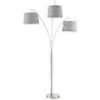 Kira Home Akira 78.5'' Modern 3-Light Arc Floor Lamp with 3-Way Switch, Gray Burlap Shades + Brushed Nickel Finish