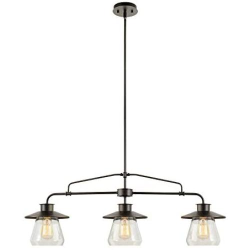Nate 3-Light Pendant, Oil Rubbed Bronze, Clear Glass Shades,64845