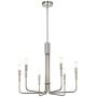 XiNBEi Lighting Chandelier Pendant Light, Nickel Chandeliers with LED Bulb Modern Adjustable Hanging Ceiling Light for Living & Dining Room XB-C1213-6-BN