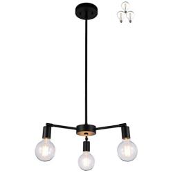 XiNBEi Lighting Chandeliers, 3 Light Black Pendant Light Ceiling Chandelier Light with LED Bulbs for Kitchen & Dining Room XB-C1211-3-MBK