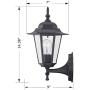 Gruenlich Outdoor Wall Lantern, Wall Sconce as Porch Lighting Fixture with One E26 Medium Base, Metal Housing Plus Glass, ETL Rated, Bulb Not Included (Black Finish)
