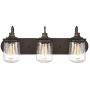 Kira Home Mason 23'' 3-Light Industrial Vanity/Bathroom Light + Seeded Glass Shade, Oil-Rubbed Bronze Finish