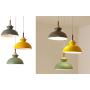 STGLIGHTING Swag Plug-in Pendant Light Wooden Handle Pendant Light with 15ft Plug-in UL On/Off Dimmer Switch Cord Macaron Yellow Lampshade Loft Style Lamps for Dining Room Bulbs Not Included